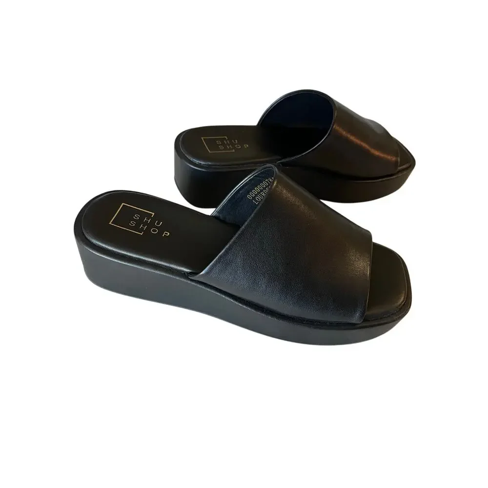 Shu Shop | Black Size 8 Lourdes Slide Sandals Wedge